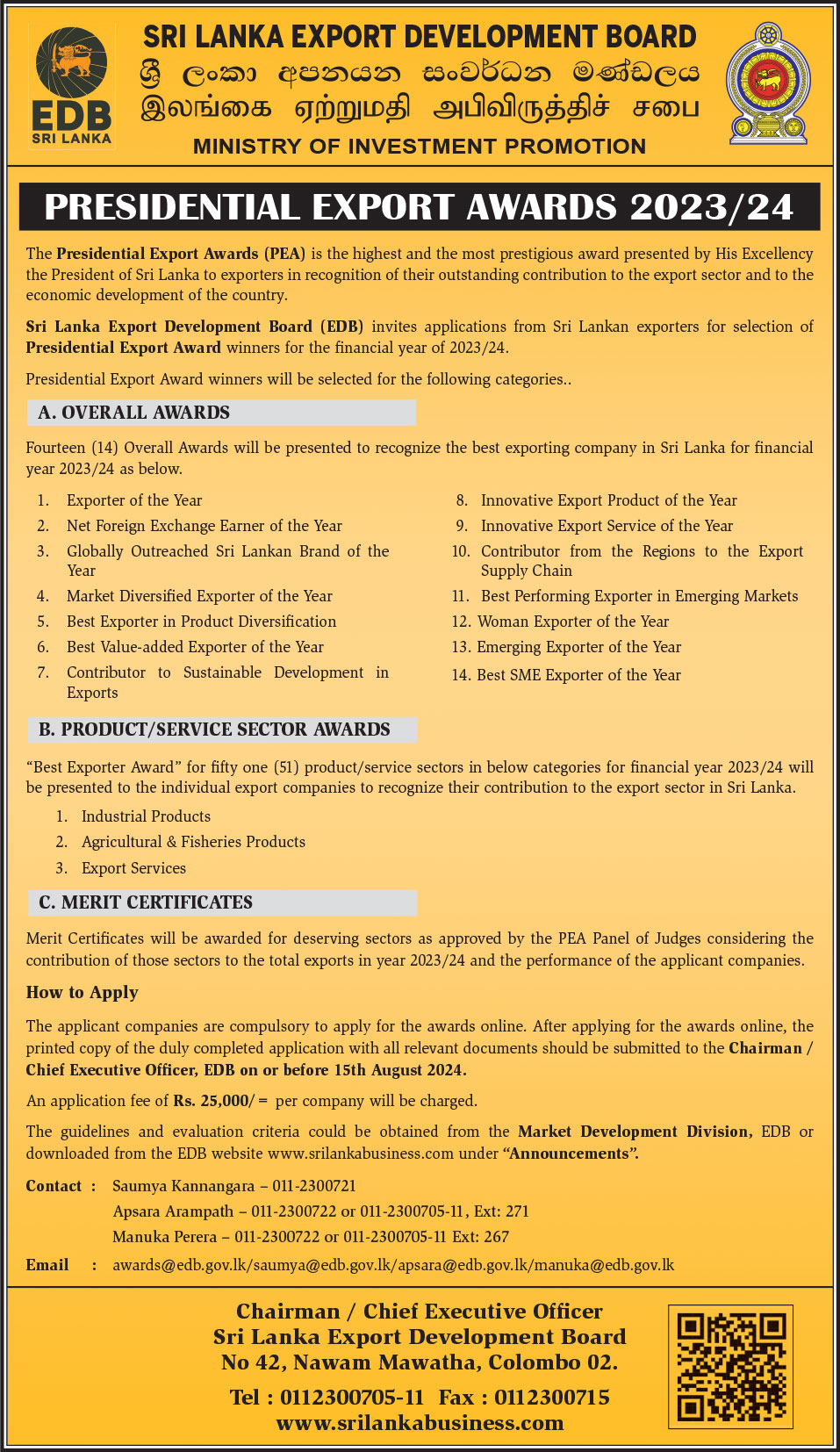 Calling Applications for Presidential Export Awards 2023/2024