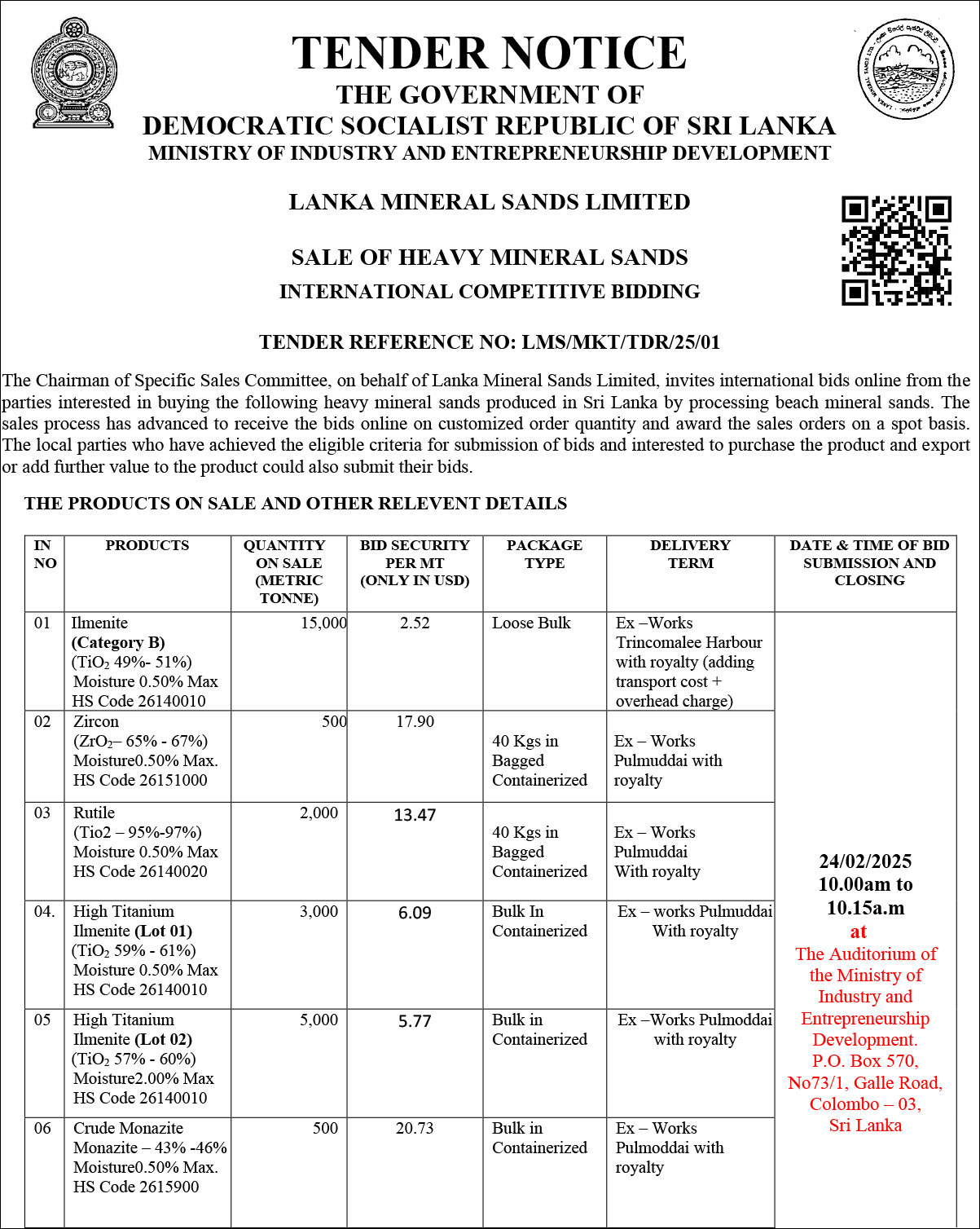 TENDER NOTICE